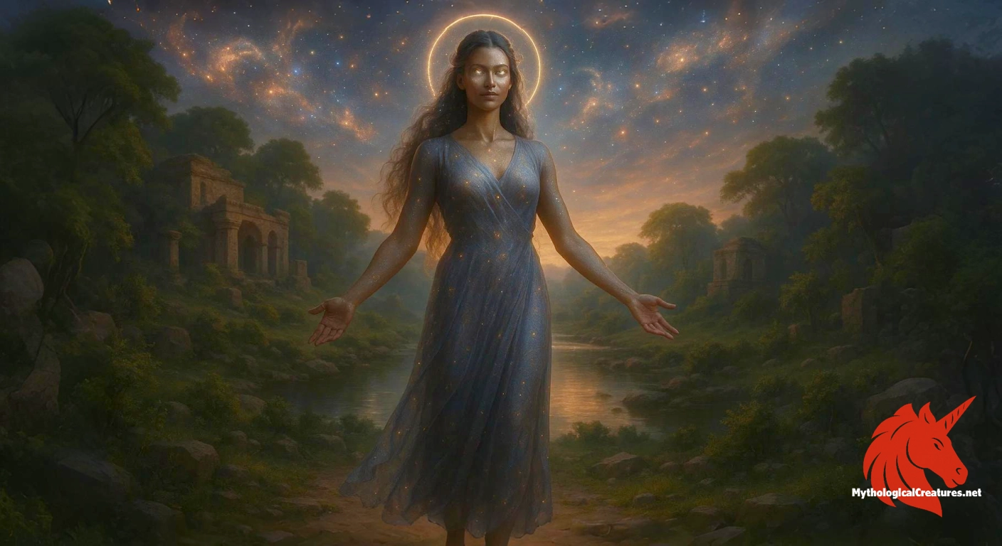 Aditi - Aditi represents the boundless, infinite nature of the cosmos and is revered as the embodiment of creation, fertility, and maternal nurturing in Hinduism. Aditi - Aditi represents the boundless, infinite nature of the cosmos and is revered as the embodiment of creation, fertility, and maternal nurturing in Hinduism.