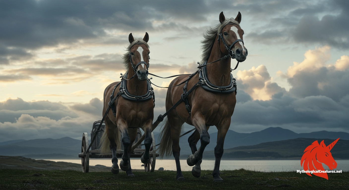 Árvakr and Alsviðr - Their role is vital in maintaining the daily cycle of day and night, symbolizing the intersection of nature and divine order in Norse cosmology.