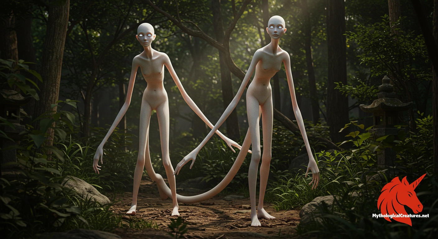 Ashinagatenaga - They represent the unusual and challenge conventional human form, symbolising the mysterious qualities of yokai in Japanese culture.