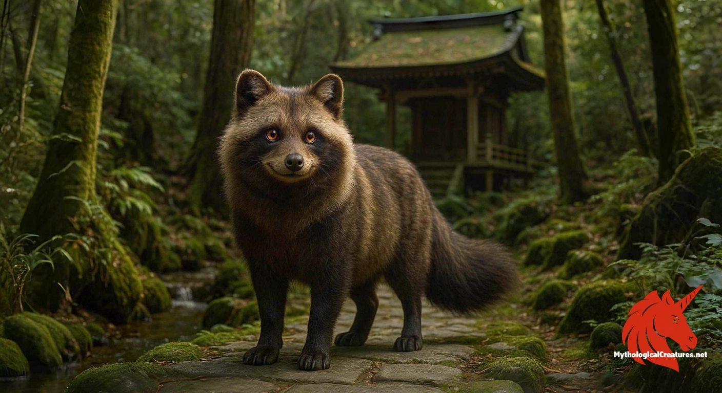 Bake-danuki - Represents the mystical and unpredictable nature of the supernatural in Japan, often serving as a cautionary and humorous figure in local legends Bake-danuki - Represents the mystical and unpredictable nature of the supernatural in Japan, often serving as a cautionary and humorous figure in local legends