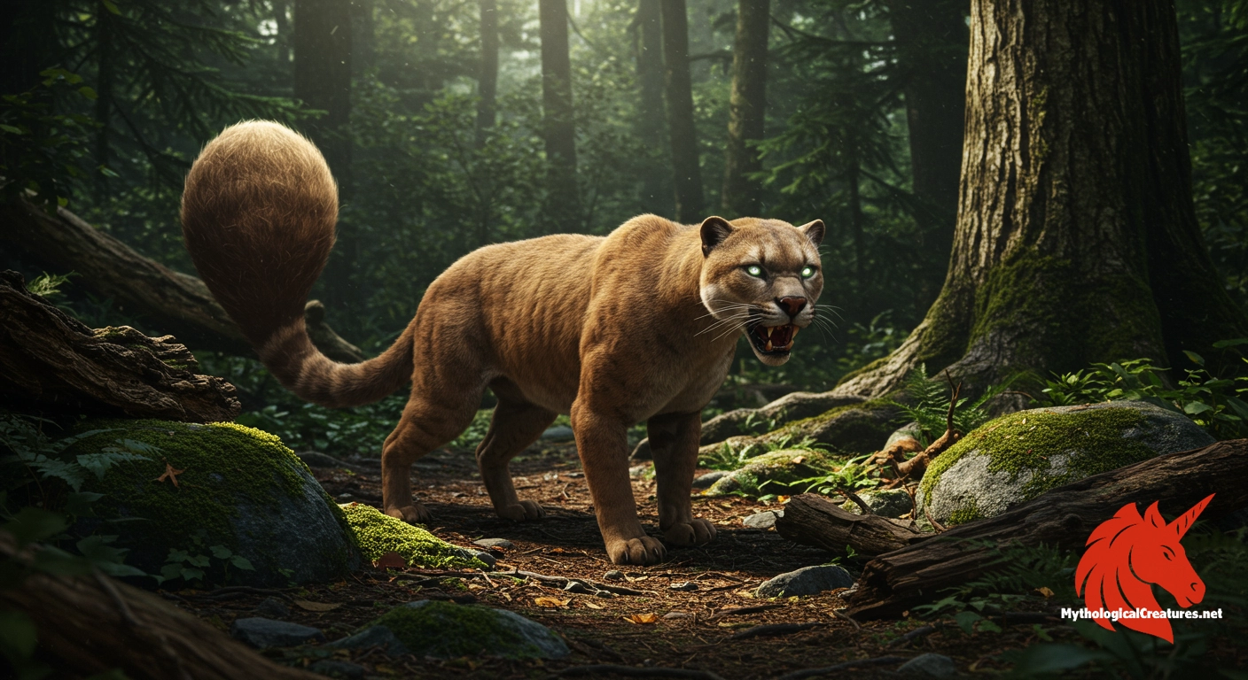 Ball-tailed cat - Serves as a legendary warning about the dangers lurking in the wilderness, blending natural predatory instincts with an element of the supernatural.