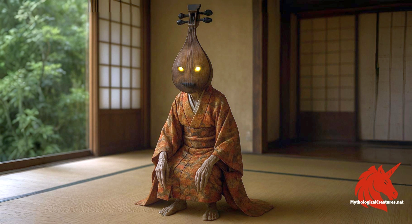 Biwa-bokuboku - Embodies the melancholic remembrance of traditional Japanese music and the transient nature of existence, highlighting the nuanced relationship between humans and the supernatural. Biwa-bokuboku - Embodies the melancholic remembrance of traditional Japanese music and the transient nature of existence, highlighting the nuanced relationship between humans and the supernatural.
