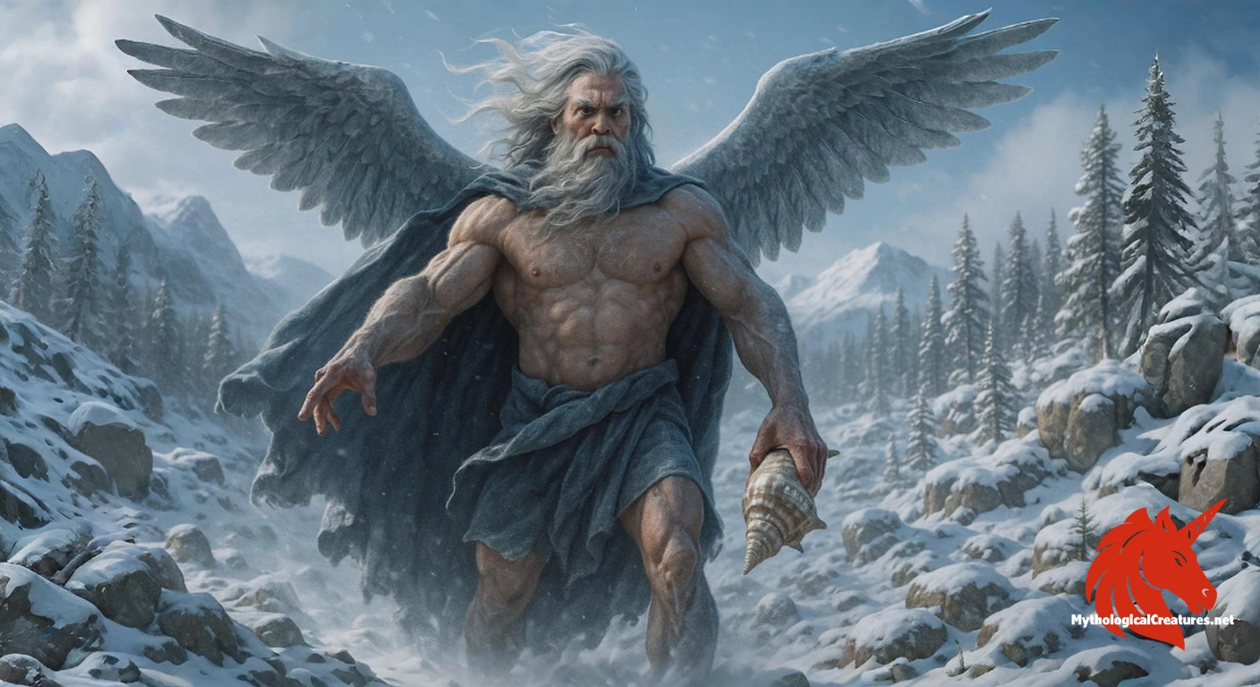 Boreas - Boreas represents the raw, unpredictable force of the cold north wind, impacting both nature and mythology through his tempestuous actions and relationships.