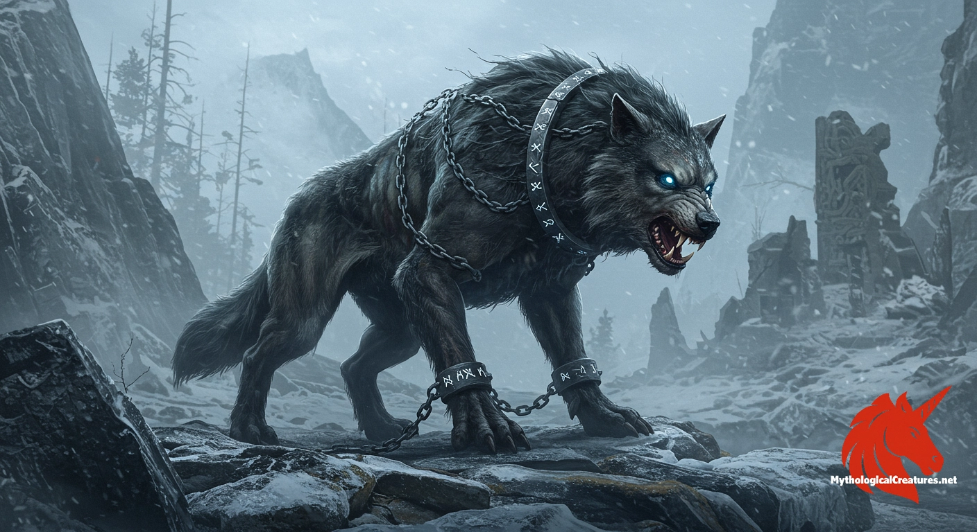 Bound monster - Symbolises the inevitable upheaval and cyclical destruction inherent in Norse cosmology Bound monster - Symbolises the inevitable upheaval and cyclical destruction inherent in Norse cosmology