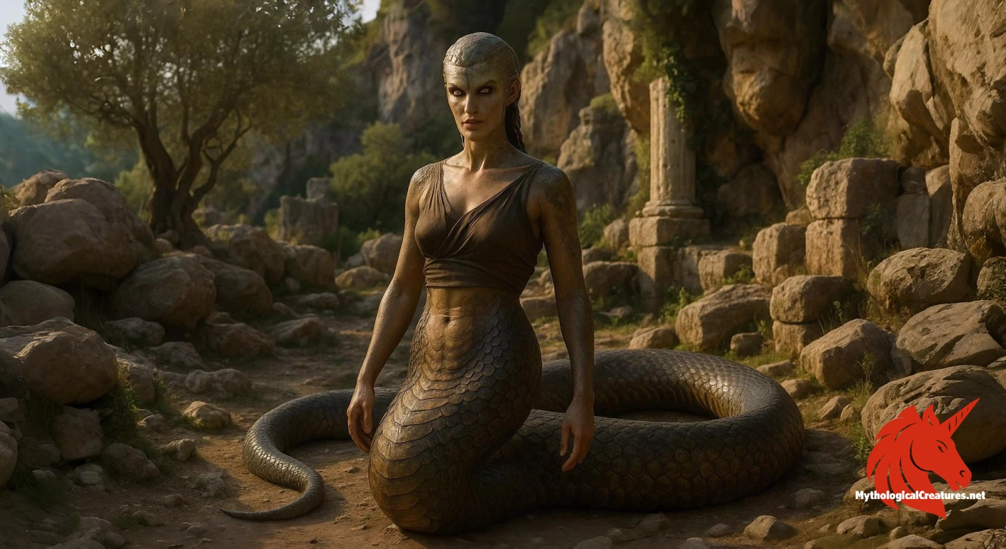 Drakaina - Represents the enigmatic and dangerous aspects of the natural world in Greek myth.