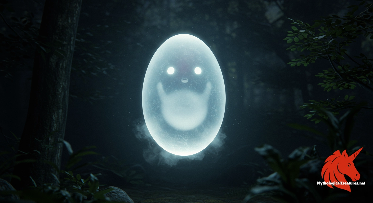 Egg ghost - Within Korean mythology, the Egg ghost is a feared spectre whose appearance is an omen of death, and it is sometimes associated with the concept of mujagui, or 'childless ghosts,' highlighting cultural concerns over ancestral rites.