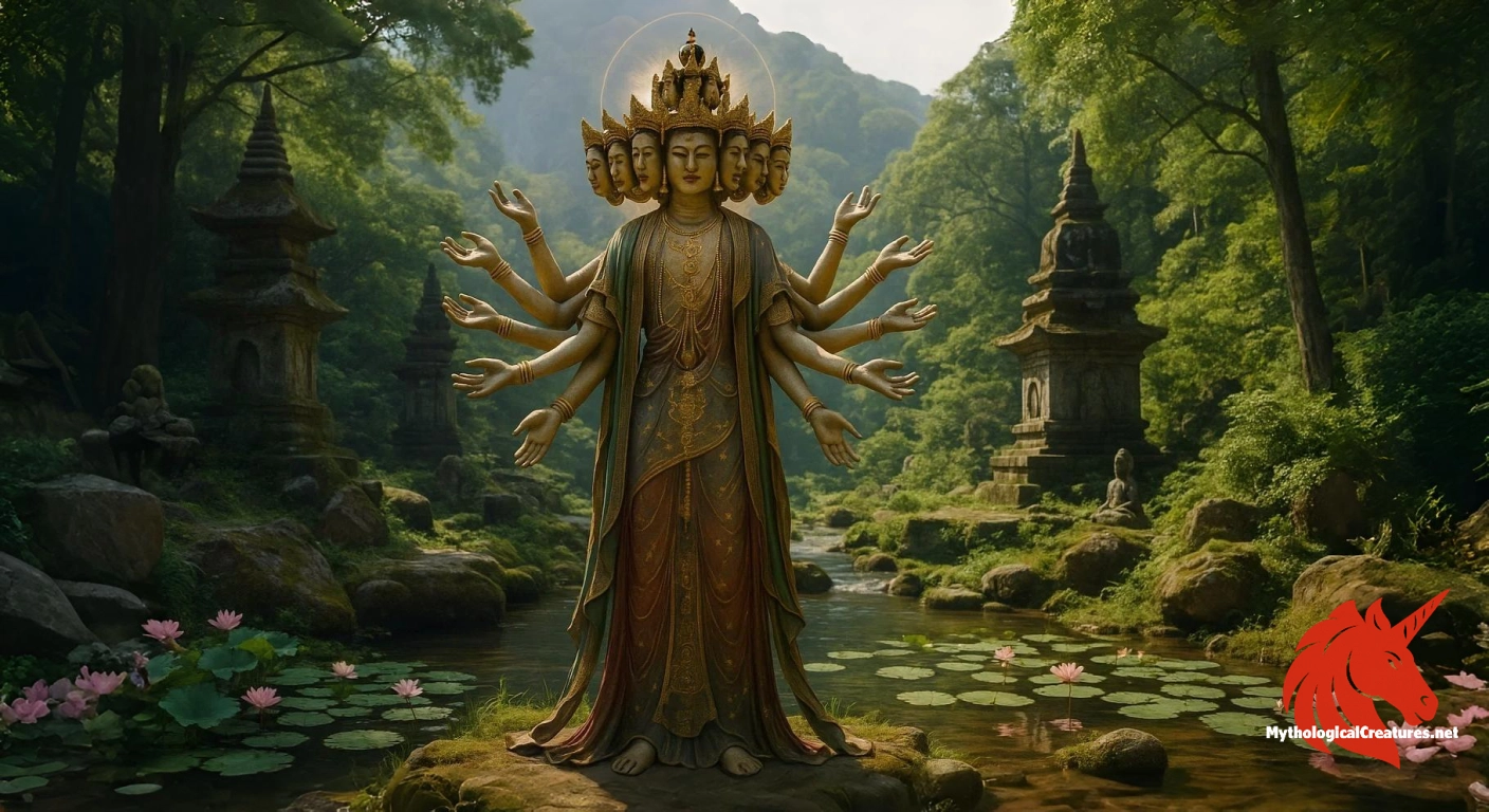 Ekādaśamukha - Represents the compassionate intervention of Avalokiteśvara, offering salvation across the six realms of saṃsāra Ekādaśamukha - Represents the compassionate intervention of Avalokiteśvara, offering salvation across the six realms of saṃsāra