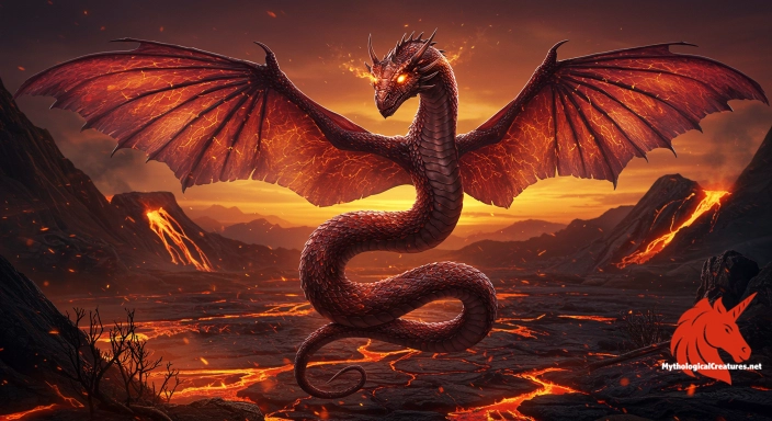 Depiction of Fiery flying serpent Discover another mythical creature