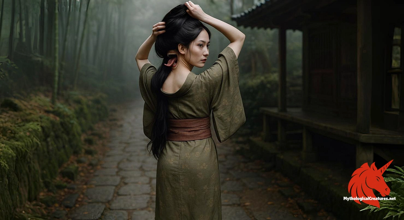 Futakuchi-onna - Embodies themes of concealed sin, inner corruption, and the duality between outward normality and hidden vice in human nature