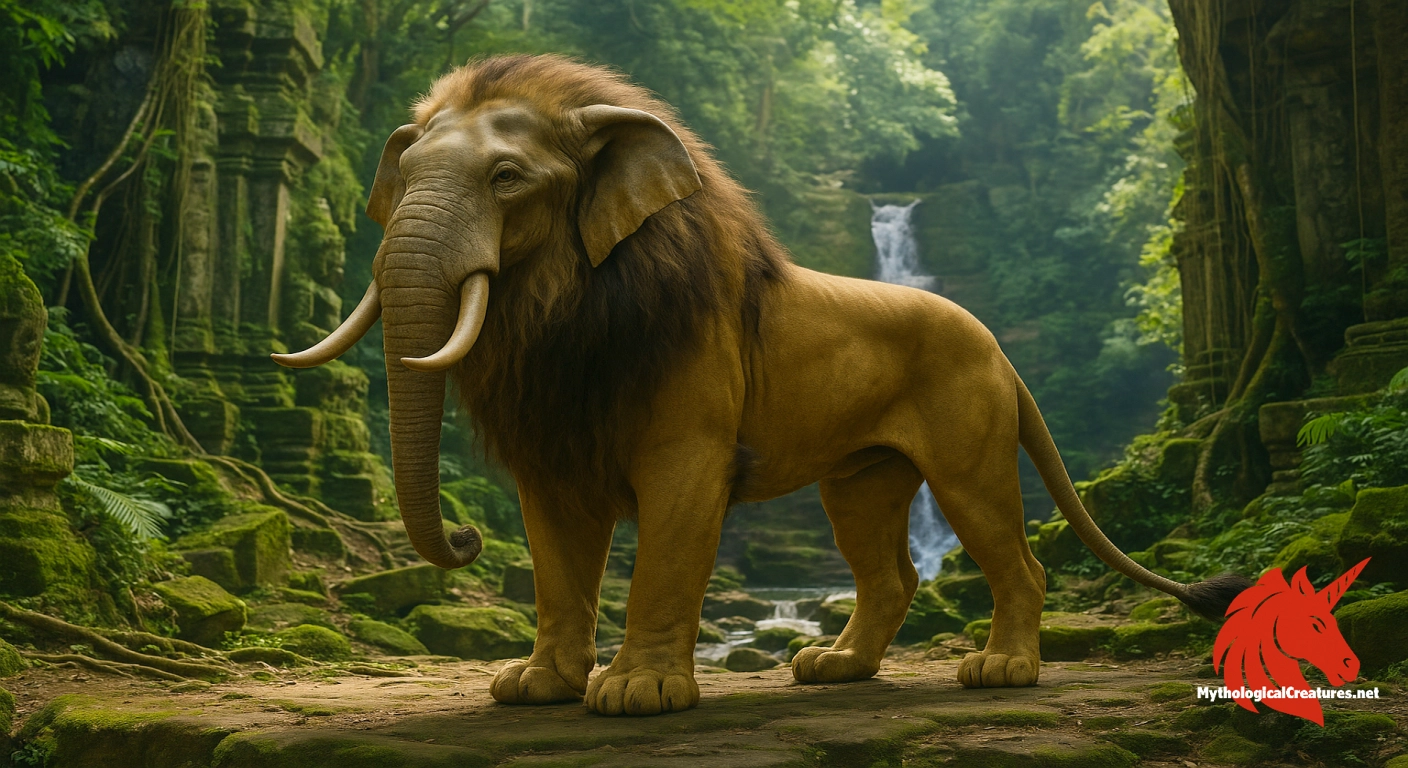 Gajasimha - Embodies a fusion of strength and authority by combining the attributes of a lion and an elephant, and serves as a symbol of royal power and chancellery in historical contexts.