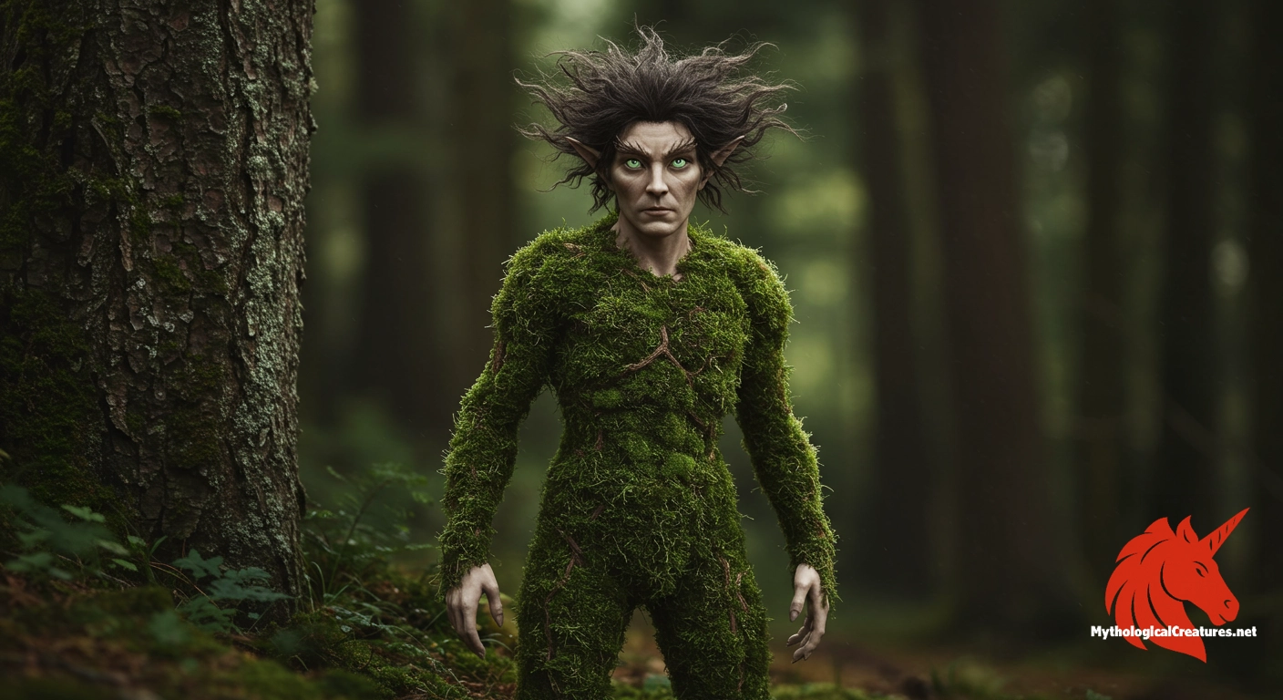 Ghillie Dhu - Embodies the mysterious and protective spirit of the woodland, safeguarding the forest while nurturing a gentle side towards children.