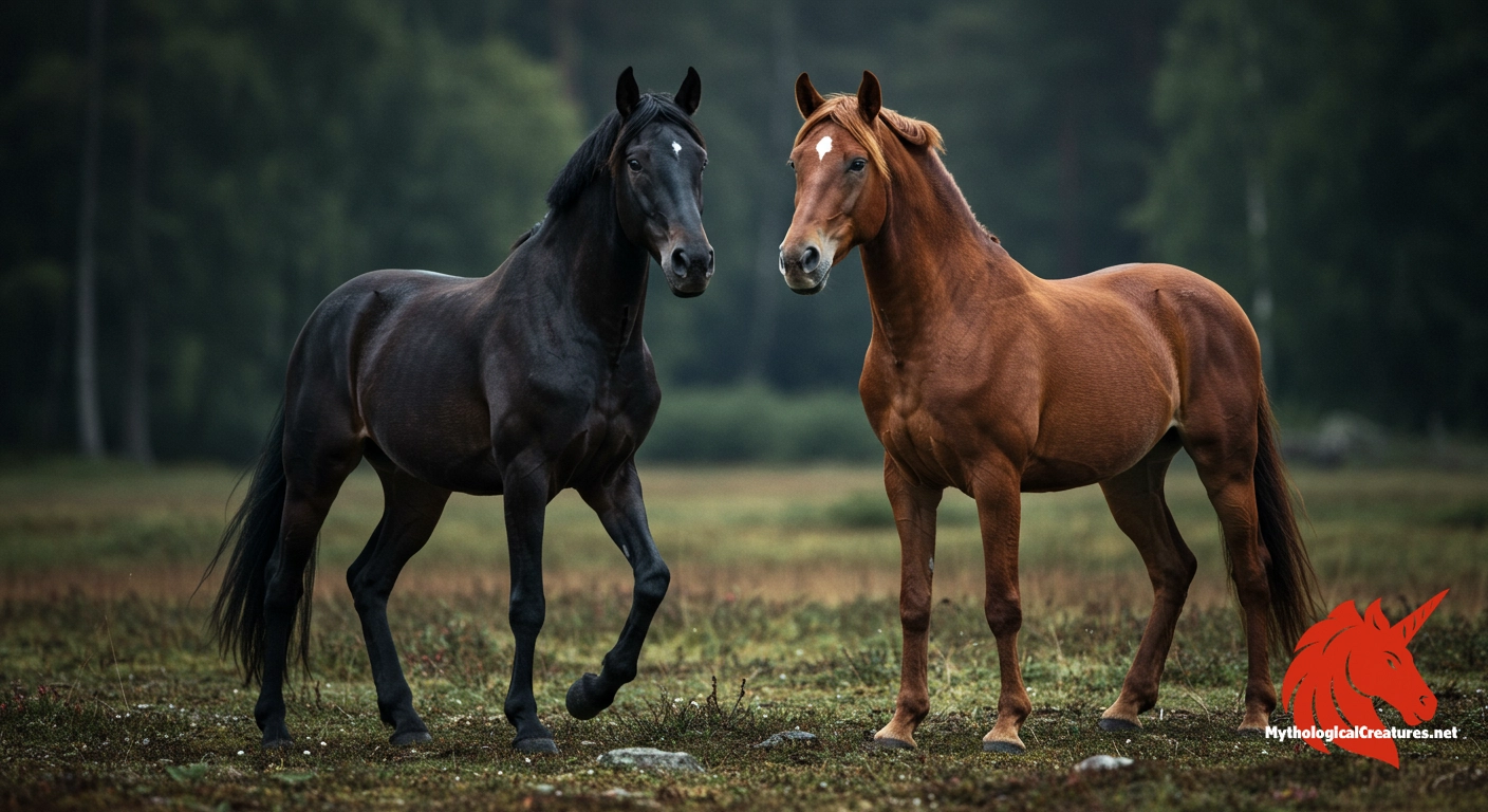 Hamskerpir and Garðrofa - Their existence underscores the important role of horses in Norse mythological narratives and the divine ancestry of legendary steeds. Hamskerpir and Garðrofa - Their existence underscores the important role of horses in Norse mythological narratives and the divine ancestry of legendary steeds.