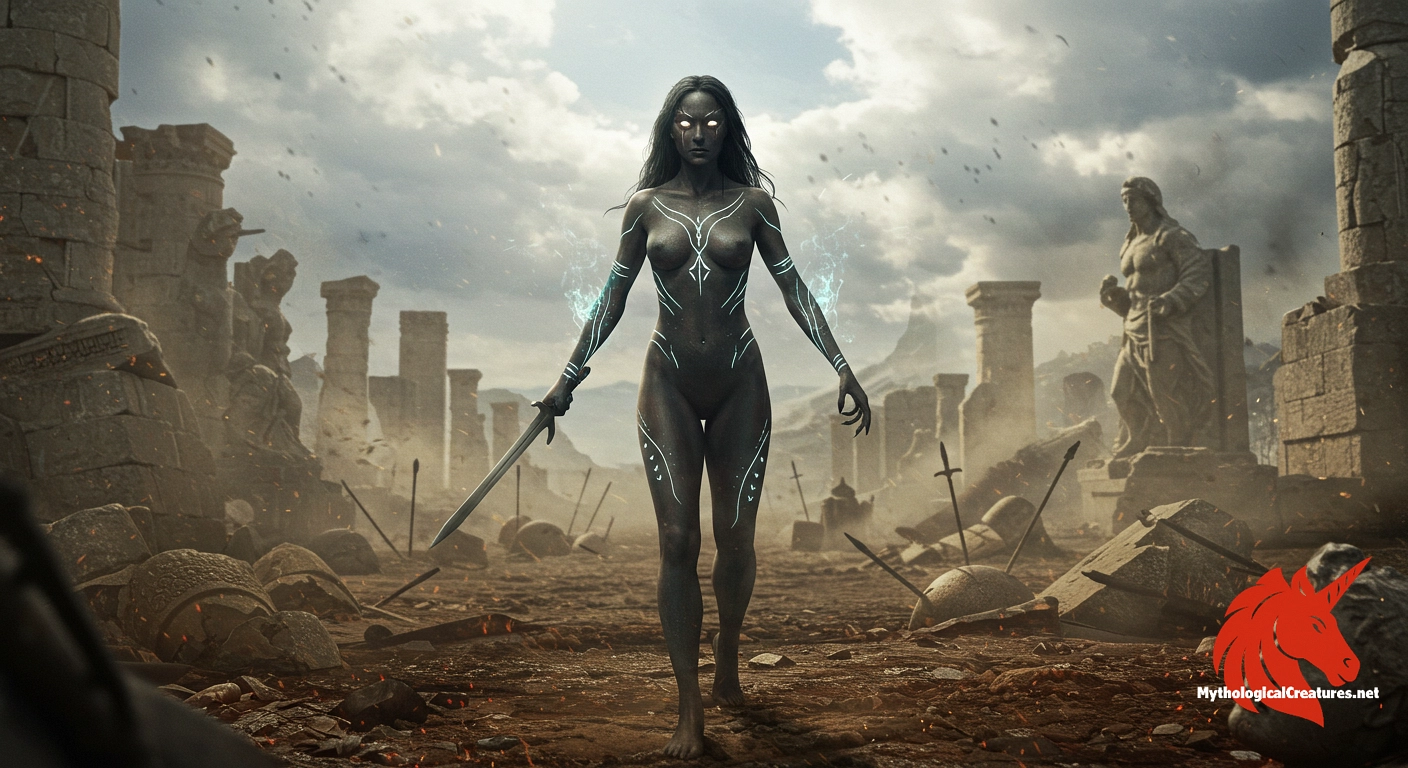 Ioke - Represents the relentless and chaotic aspects of battle, influencing its tide in myth.