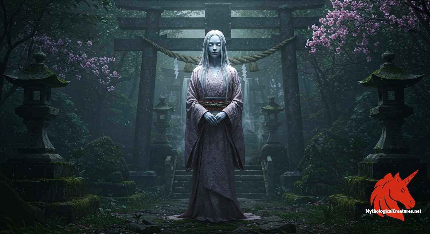 Izanami - Izanami is central to the Shinto creation myth and the origin of many deities, as well as being a symbol of the dual nature of life and death.