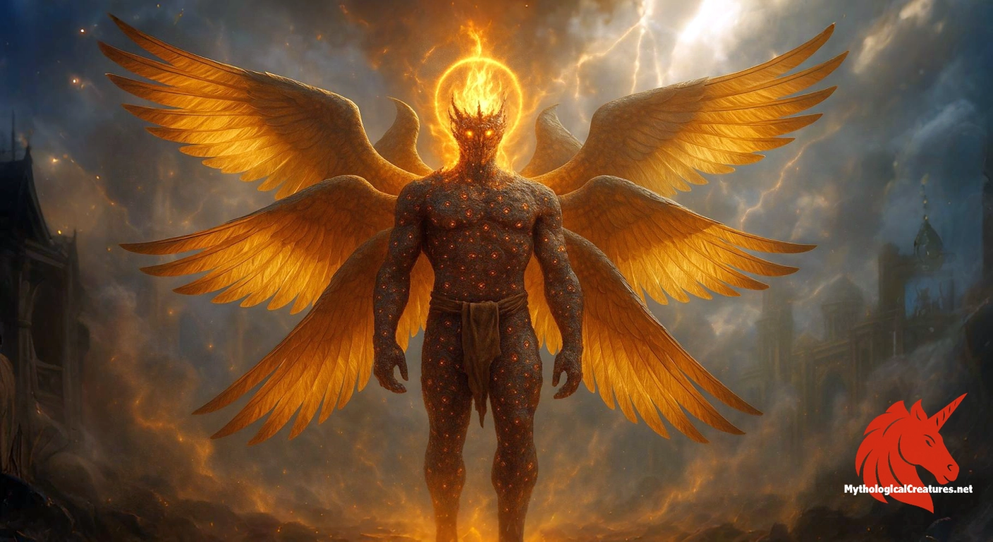 Kerubiel - A highly exalted angel who embodies divine fire and authority; his appearance symbolizes the glory and power of God.