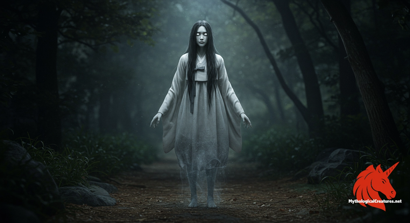 Korean virgin ghost - Represents the tragic fate of unmarried women and societal pressures in Korean culture.