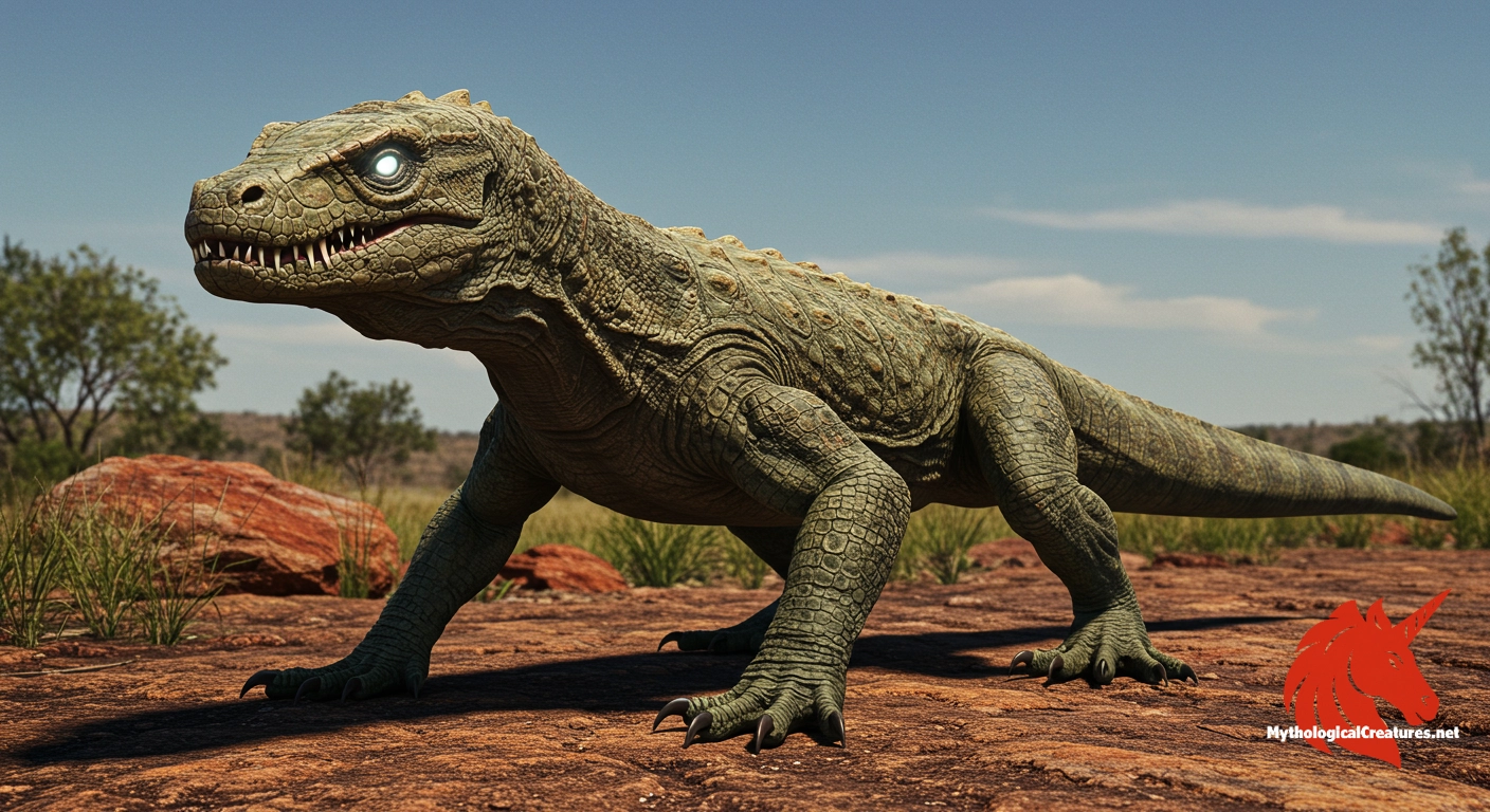 Mungoon-Gali - His legend explains why lizards lost their venom while snakes became dangerous and connects to the origin of the Murrumbidgee River, ending a great drought. Mungoon-Gali - His legend explains why lizards lost their venom while snakes became dangerous and connects to the origin of the Murrumbidgee River, ending a great drought.