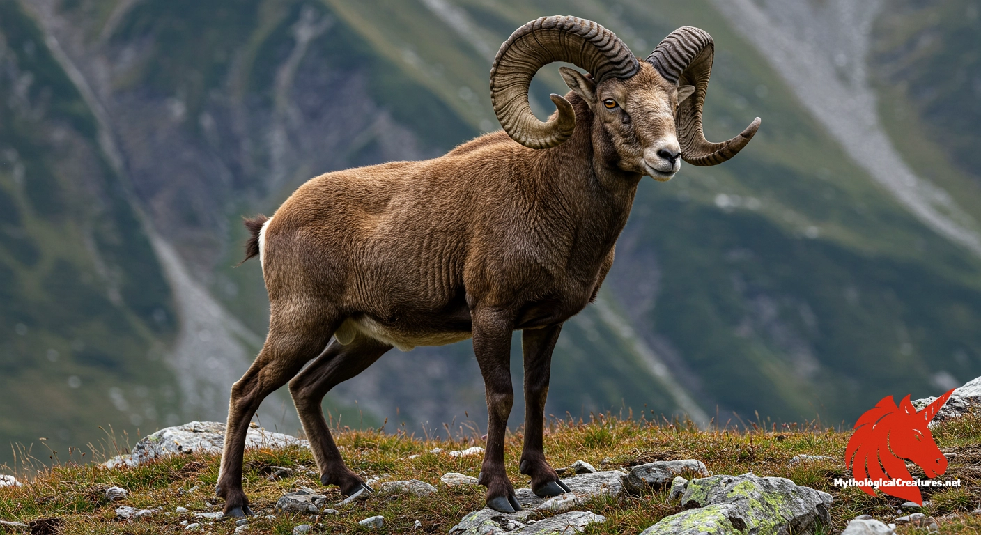 Musimon - The musimon serves as a symbolic representation of a hybrid combining attributes of both a goat and a ram, reflecting the merger of disparate animal qualities in European heraldry.