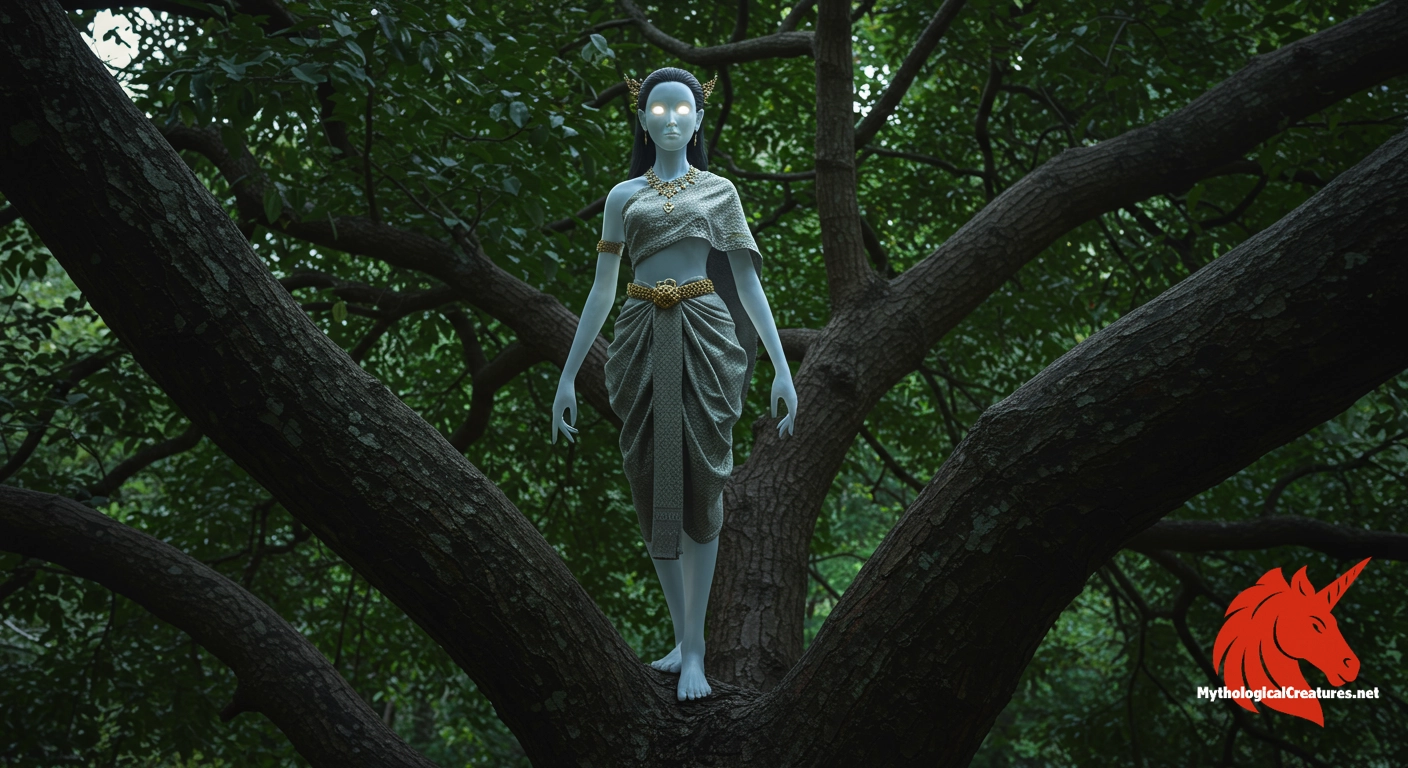 Nang mai - Represents the mysterious and protective force of nature, warning against the destruction of sacred trees.