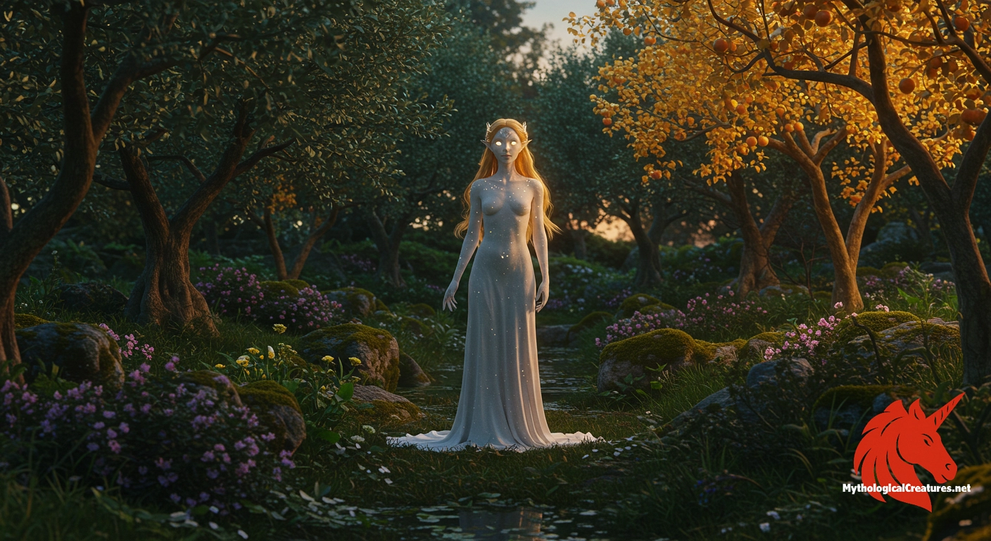 Nelisa - Nelisa embodies the divine interplay between nature and immortality, representing eternal beauty and the mystery of the setting sun.