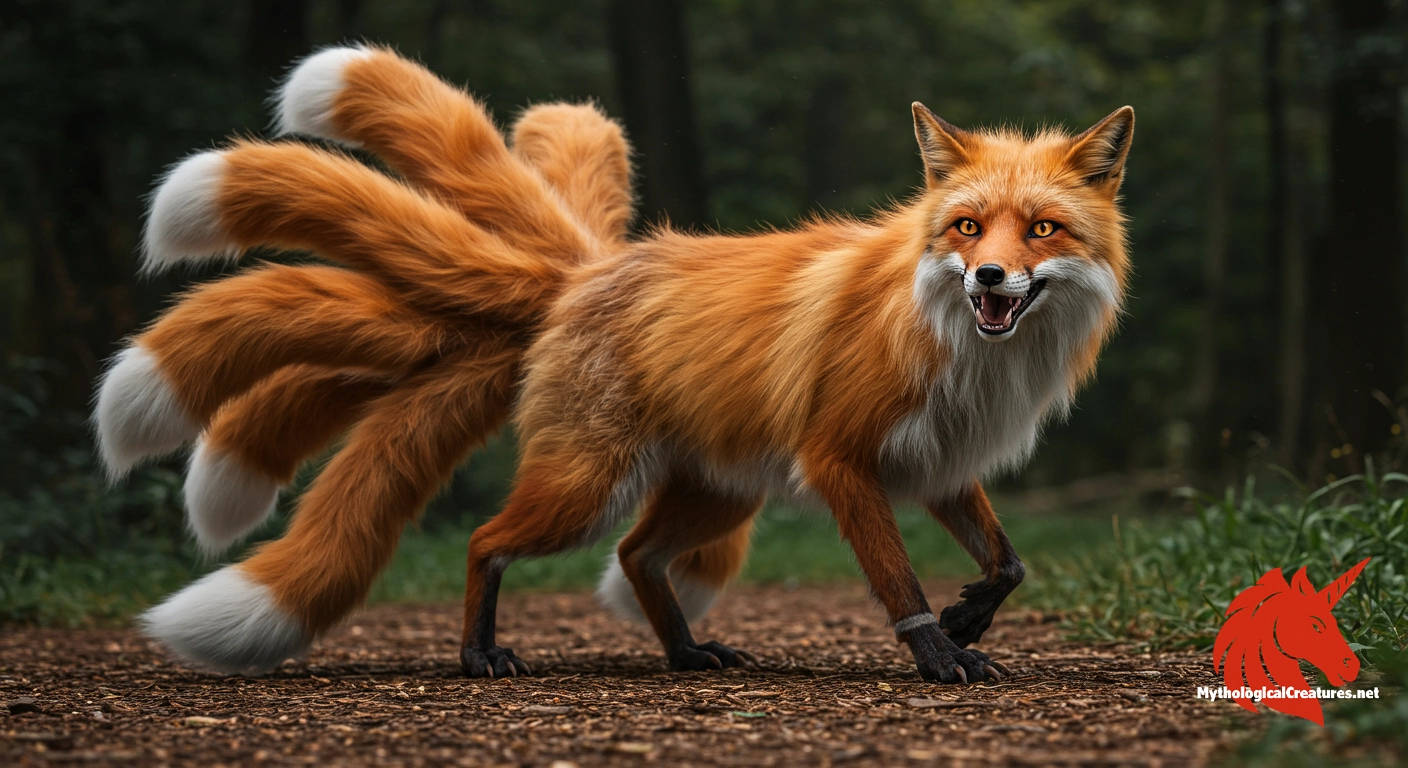 Nine-tailed fox - Represents the dual nature of beauty and danger, as well as the transformative power of magic in East Asian folklore.