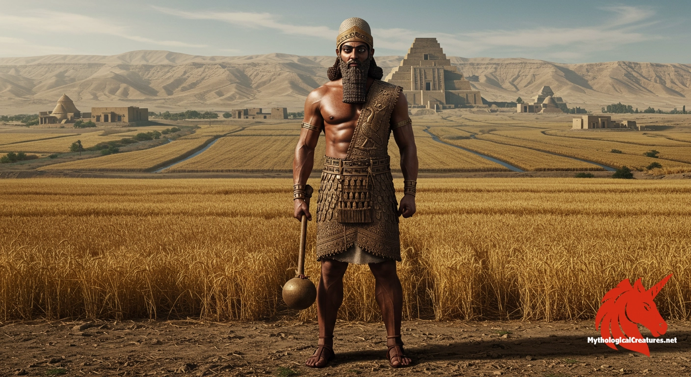 Ninurta - A central deity representing the dual aspects of nurturing agriculture and formidable warfare, reflecting the evolution of Mesopotamian society.