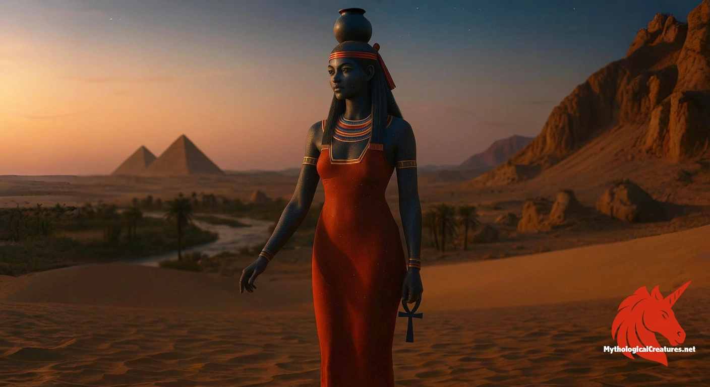 Nut - Nut is a central figure in Egyptian cosmology, symbolising the celestial order, the cycle of life and rebirth, and nurturing maternal protection.
