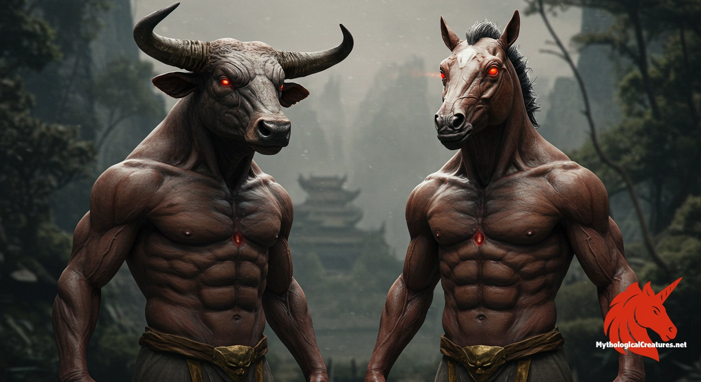 Ox-Head and Horse-Face - They are the first beings encountered by dead souls, symbolising the transition from life to the afterlife.