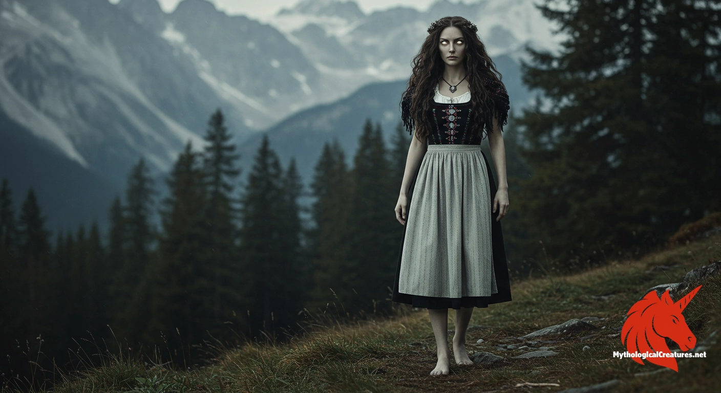 Perchta - Perchta is a central figure in Alpine mythology, embodying the interplay of light and hidden forces, and serving as both protector and disciplinarian during winter rites.