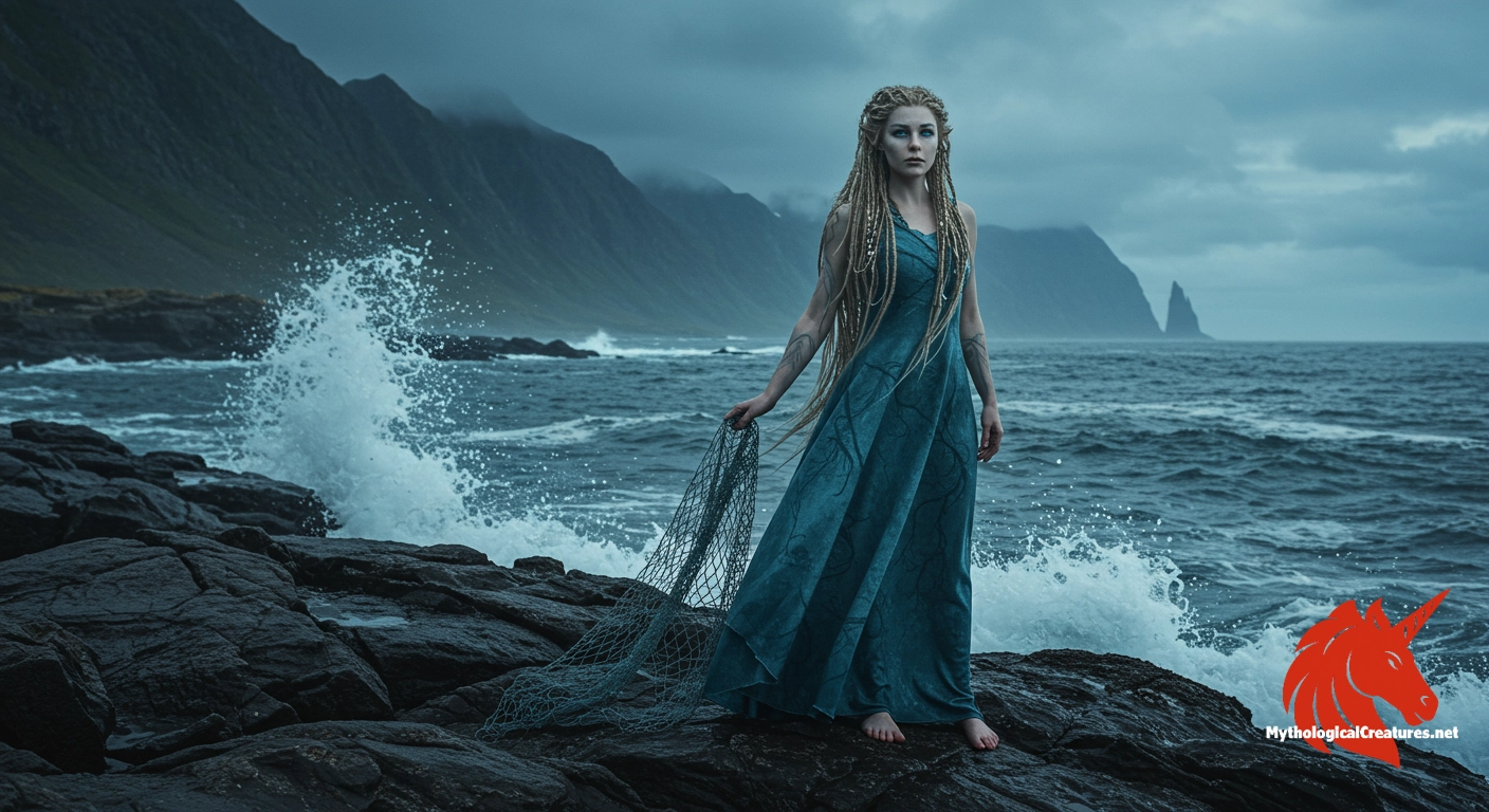 Rán - Rán embodies the unpredictable might of the sea, capturing seafarers with her net and symbolising both its beauty and danger.