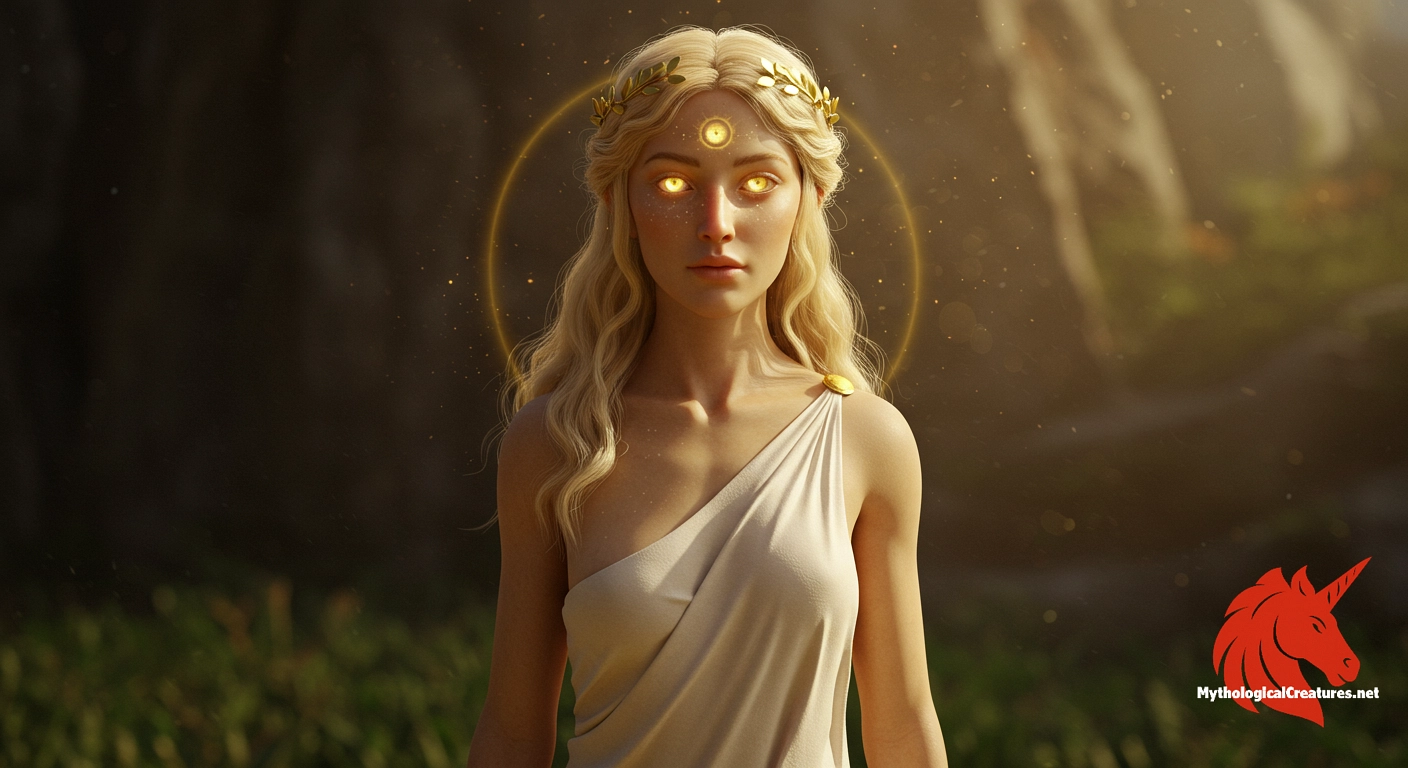 Rhodos - Rhodos embodies the spirit and identity of the island of Rhodes, emphasizing its cultural and religious importance through her divine union with Helios.