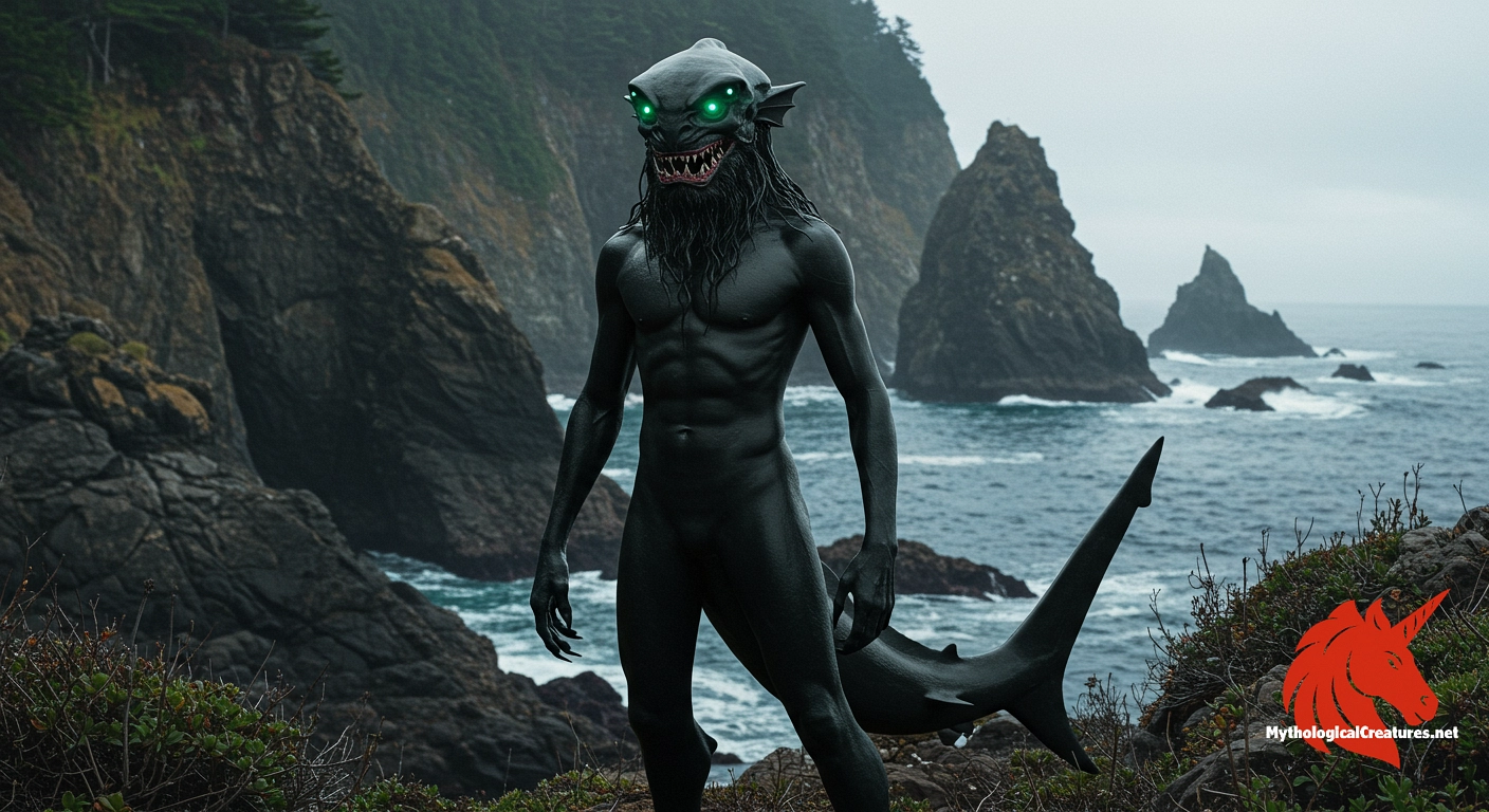 Samebito - An enigmatic figure symbolizing the mysterious interplay between humanity and the aquatic world Samebito - An enigmatic figure symbolizing the mysterious interplay between humanity and the aquatic world