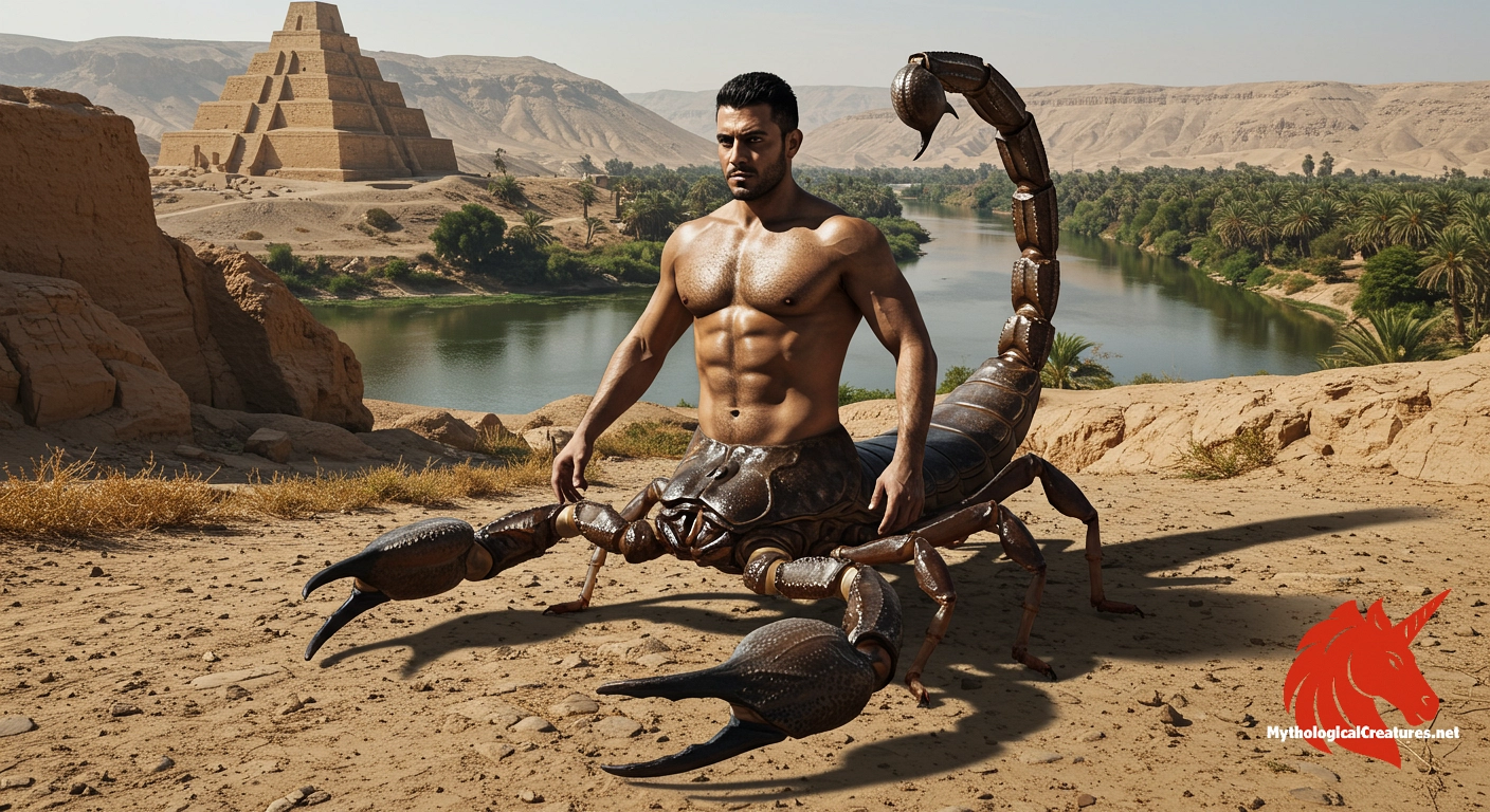 Scorpion man - The Scorpion man embodies the fusion of human and scorpion traits, symbolising the perilous and enigmatic aspects of ancient Mesopotamian myth.