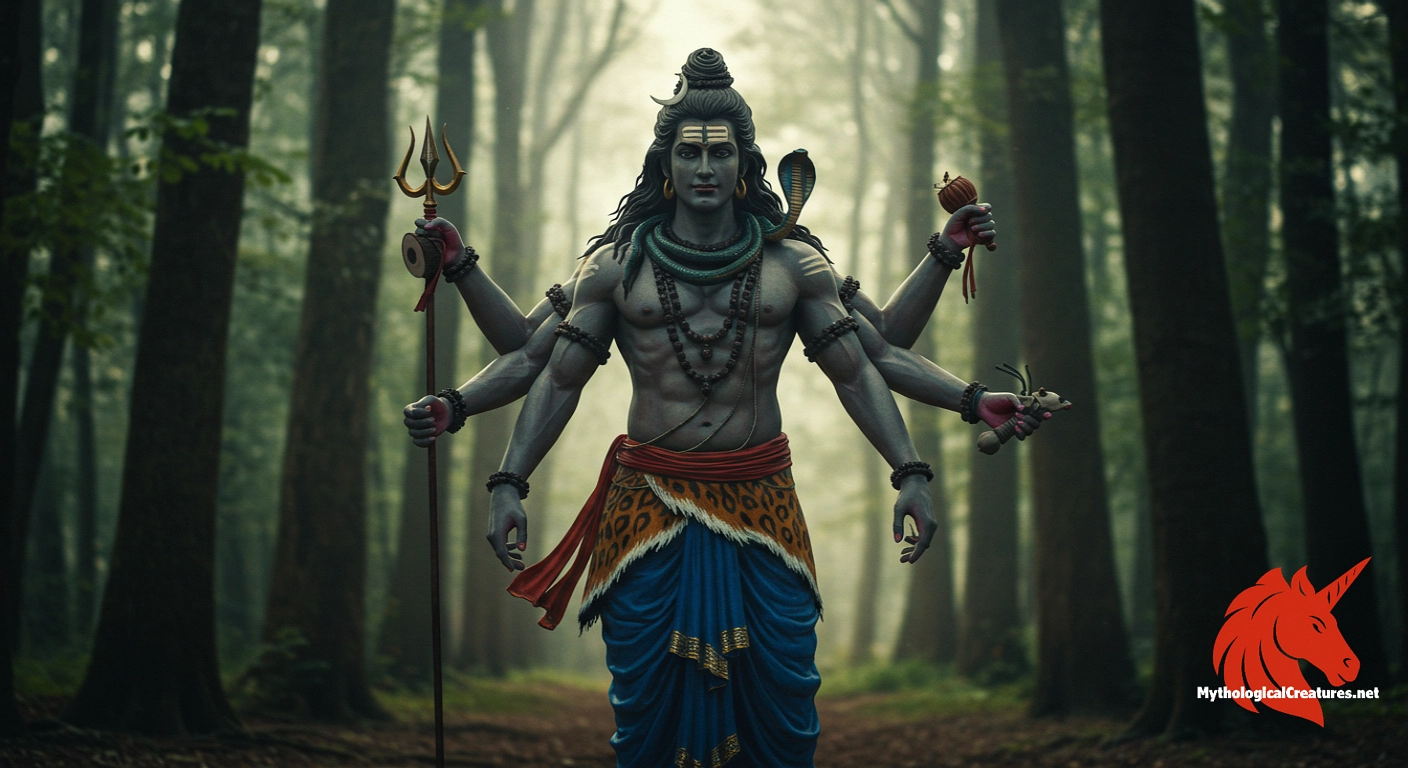 Shiva - Embodies the cosmic cycle of creation, preservation, and dissolution, and is revered as the foremost yogi and spiritual guide in Hindu philosophy.