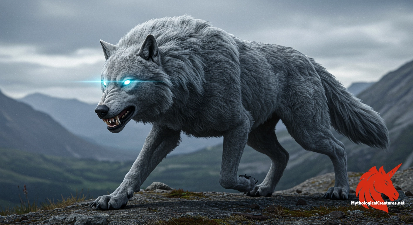 Sköll - Represents the cosmic order and the foretold events of Ragnarök, playing a vital role in the devouring of the sun.