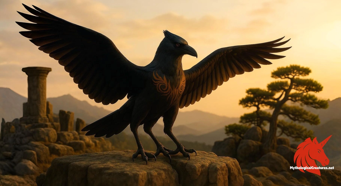 Three-legged crow - Represents the Sun, leadership, and the cyclical nature of life; revered as a divine messenger and symbol of cosmic authority