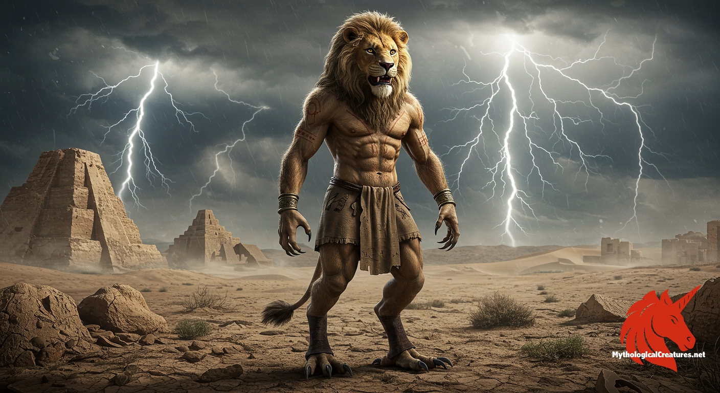 Ugallu - Represents divine intervention through storms and serves as an apotropaic symbol in ancient Mesopotamian culture Ugallu - Represents divine intervention through storms and serves as an apotropaic symbol in ancient Mesopotamian culture