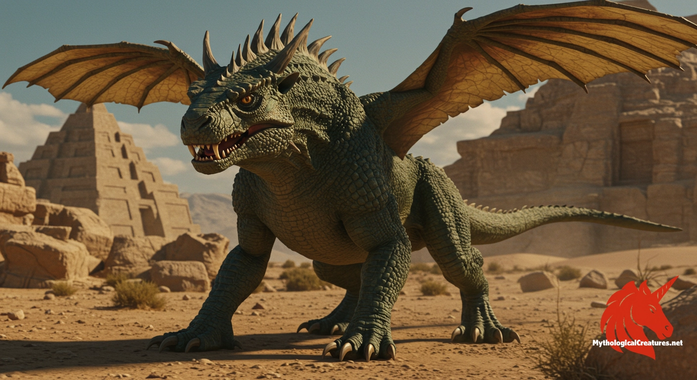 Ušumgallu - Represents the fusion of serpentine and leonine qualities in a demonic form, illustrating the complexity of mythological dragons in ancient Mesopotamian culture. Ušumgallu - Represents the fusion of serpentine and leonine qualities in a demonic form, illustrating the complexity of mythological dragons in ancient Mesopotamian culture.