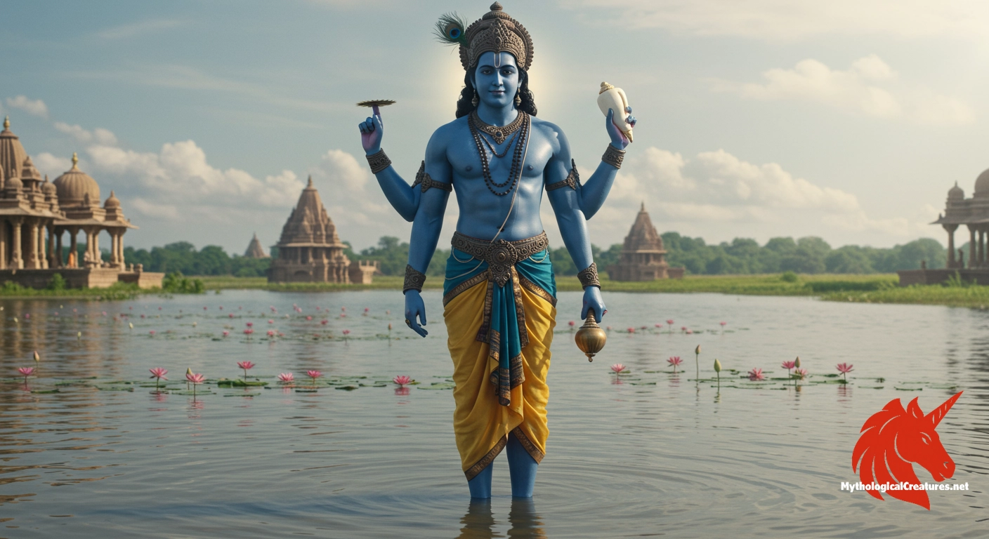 Vishnu - A central deity in Vaishnavism, embodying the principles of preservation, dharma, and cosmic balance