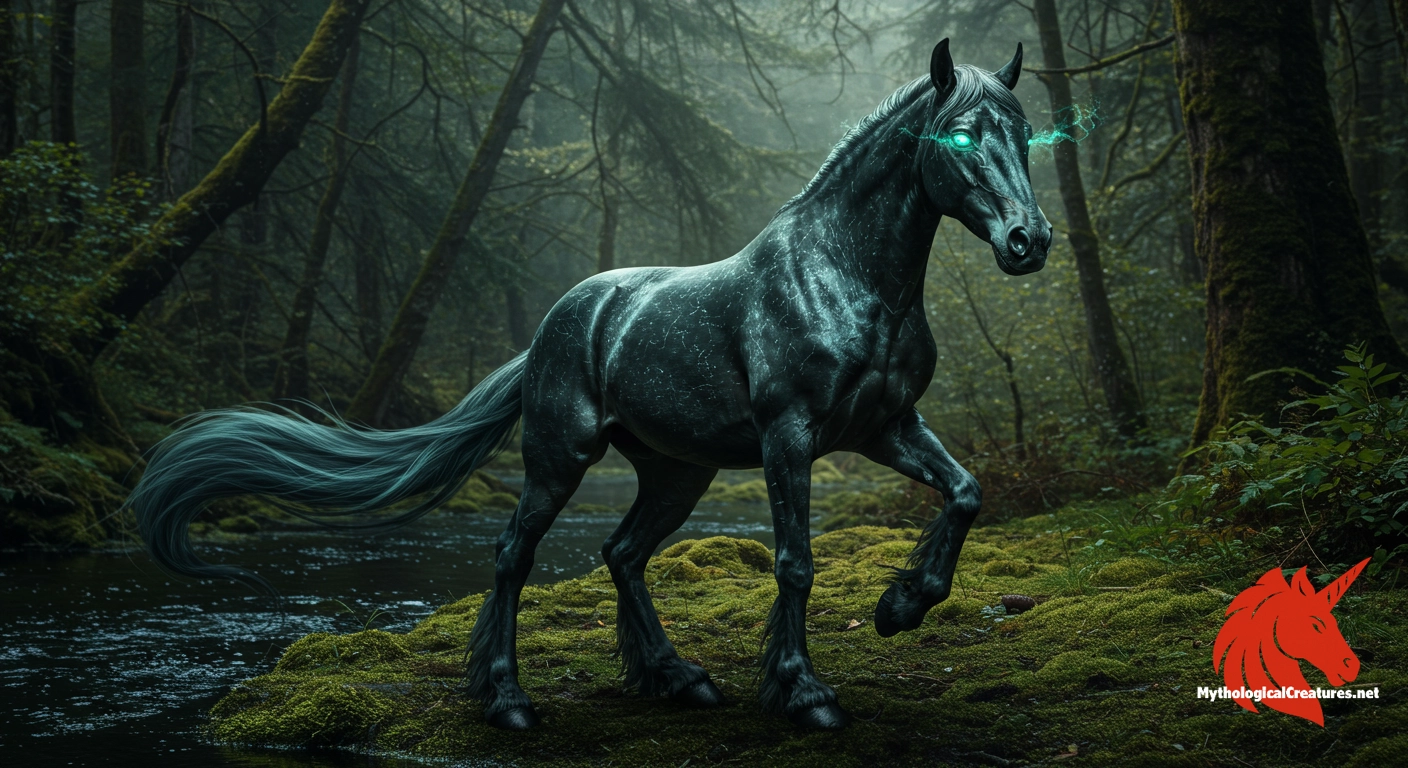 Water horse - Serves as a cautionary symbol of the dangers lurking in natural waters and the deceptive allure of the supernatural. Water horse - Serves as a cautionary symbol of the dangers lurking in natural waters and the deceptive allure of the supernatural.